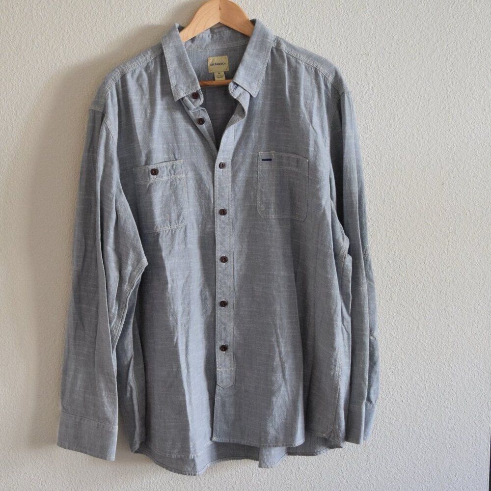 G.H. BASS & CO. 100% Cotton Long Sleeve Button Down Shirt Light In Blue Size XL
